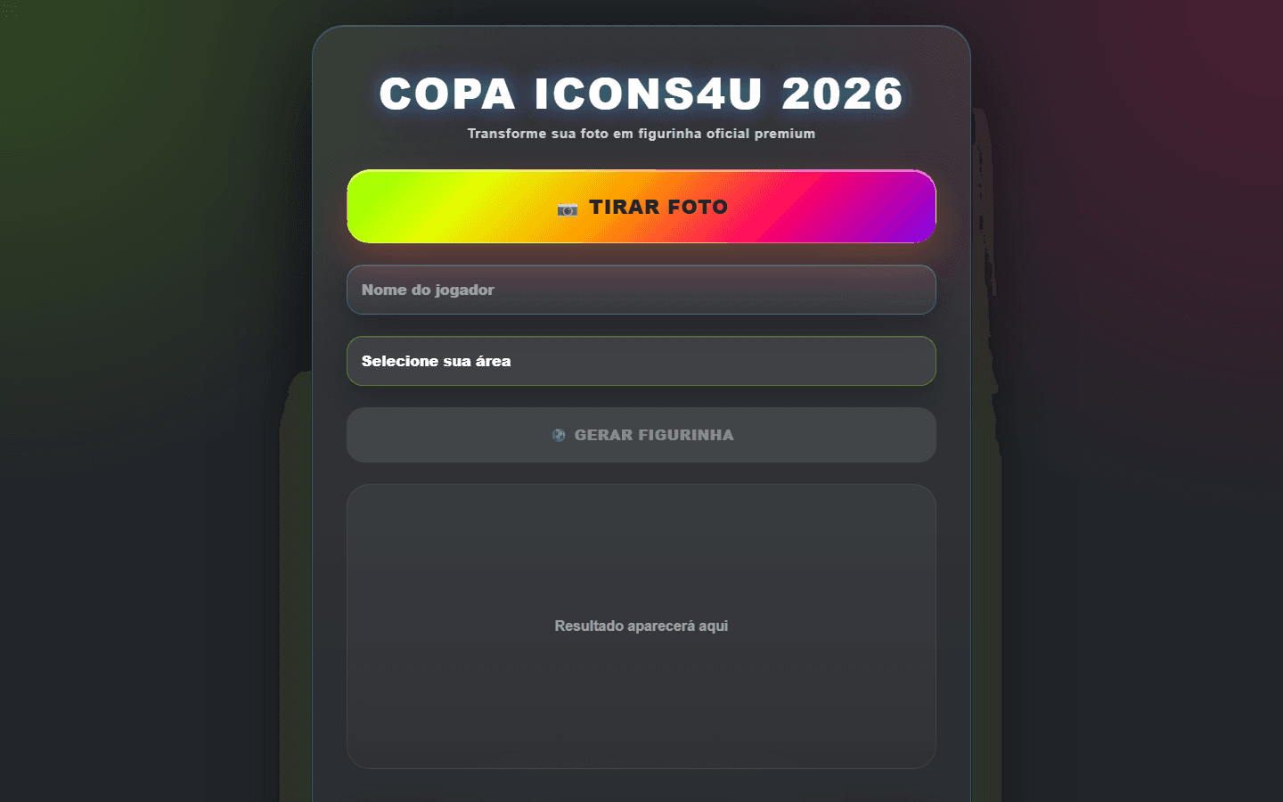 Tela do projeto Copa Icons4u 2026
